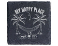 Schiefer Untersetzer Palmen Hängematte My Happy Place - Geschenk für U – Bild 1