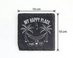 Schiefer Untersetzer Palmen Hängematte My Happy Place - Geschenk für U – Bild 4