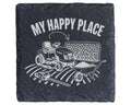 Schiefer Untersetzer Rasentraktor My Happy Place - Geschenk für Gärtne – Bild 1