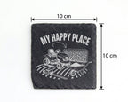 Schiefer Untersetzer Rasentraktor My Happy Place - Geschenk für Gärtne – Bild 4