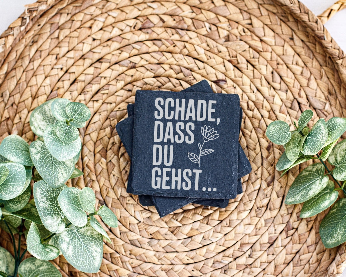 Schiefer Untersetzer Blume Schade Dass Du Gehst - Geschenk fuer Kolleg – Bild 3
