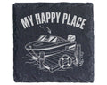 Schiefer Untersetzer Motorboot My Happy Place - Geschenk für Bootsfahr – Bild 1