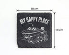 Schiefer Untersetzer Motorboot My Happy Place - Geschenk für Bootsfahr – Bild 4