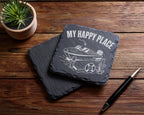 Schiefer Untersetzer Motorboot My Happy Place - Geschenk für Bootsfahr – Bild 5