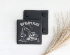 Schiefer Untersetzer Bagger My Happy Place - Geschenk für Baggerfahrer – Bild 2