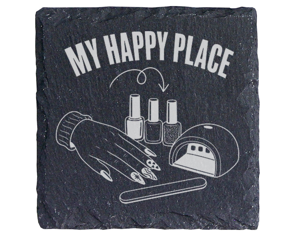 Schiefer Untersetzer Nageldesign My Happy Place - Geschenk für Nagelde – Bild 1