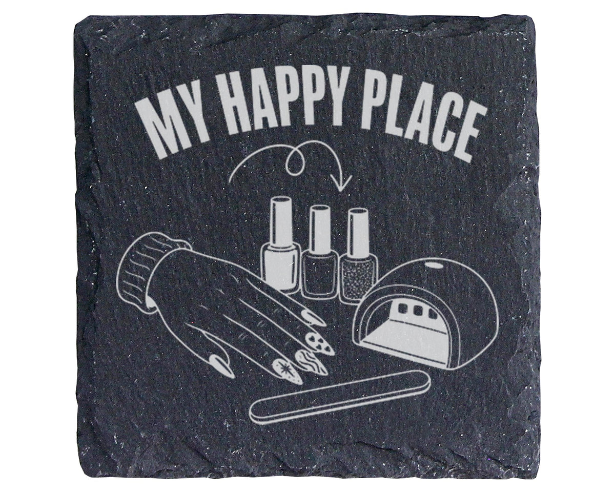 Schiefer Untersetzer Nageldesign My Happy Place - Geschenk für Nagelde – Bild 1