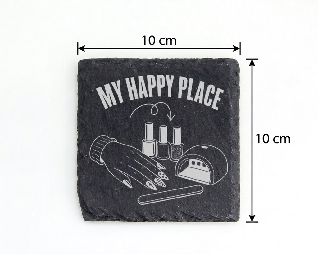 Schiefer Untersetzer Nageldesign My Happy Place - Geschenk für Nagelde – Bild 4