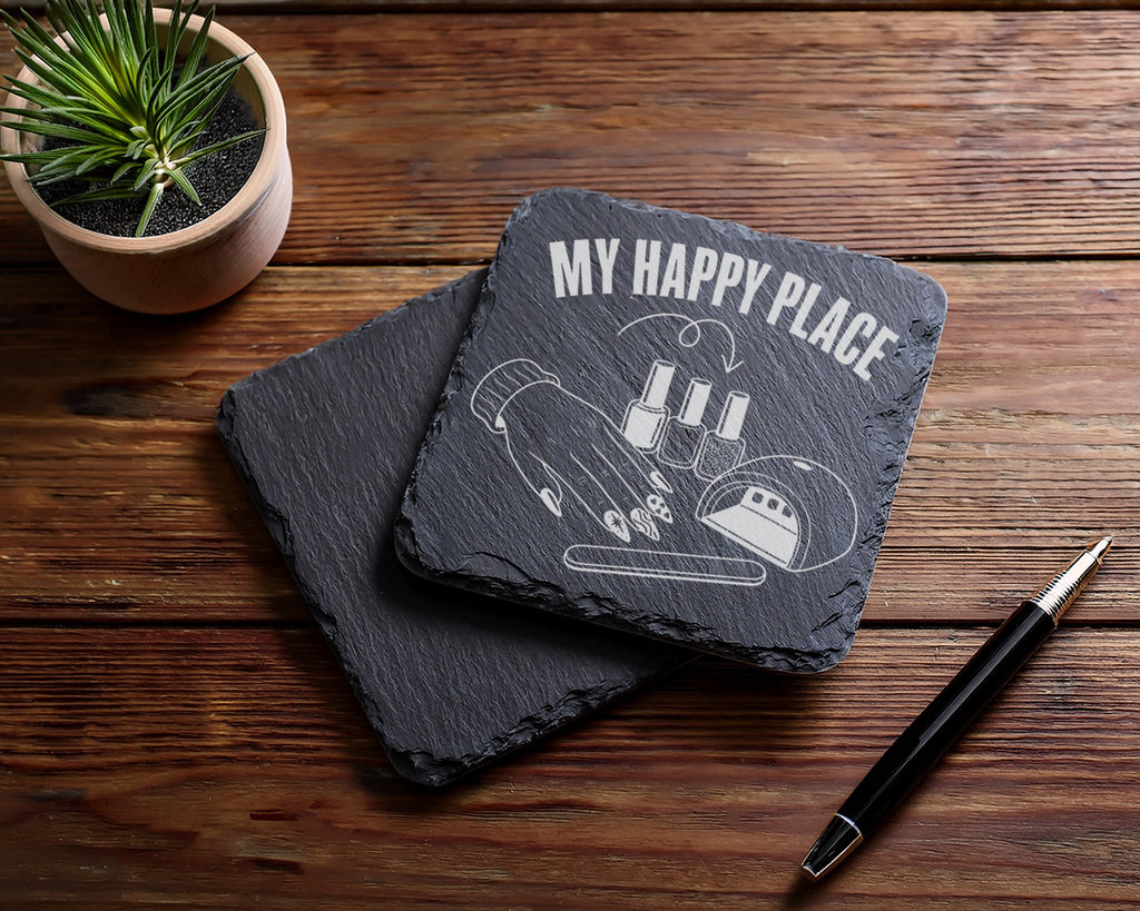 Schiefer Untersetzer Nageldesign My Happy Place - Geschenk für Nagelde – Bild 5