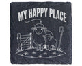 Schiefer Untersetzer Schaf Lamm My Happy Place - Geschenk für Landwirt – Bild 1