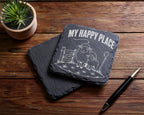 Schiefer Untersetzer Schaf Lamm My Happy Place - Geschenk für Landwirt – Bild 5