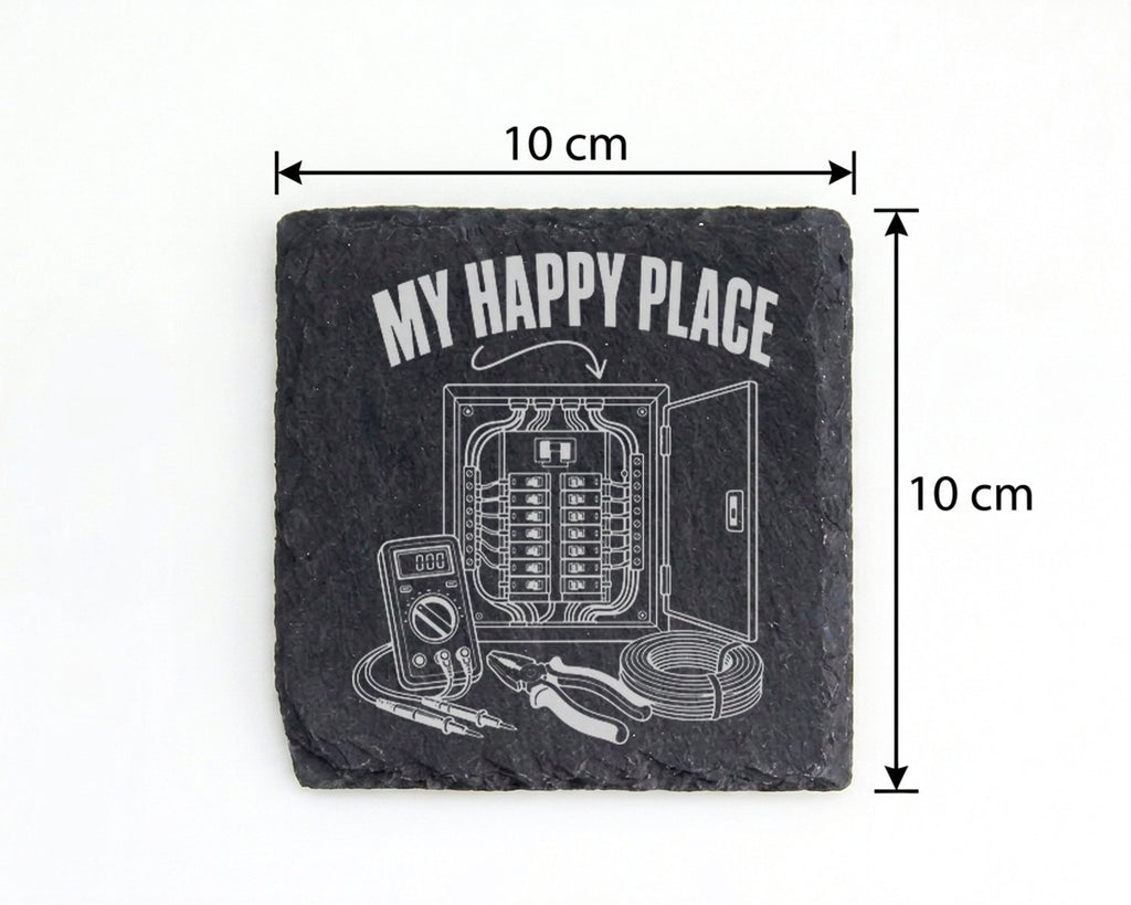 Schiefer Untersetzer Sicherungskasten My Happy Place - Geschenk für El – Bild 4