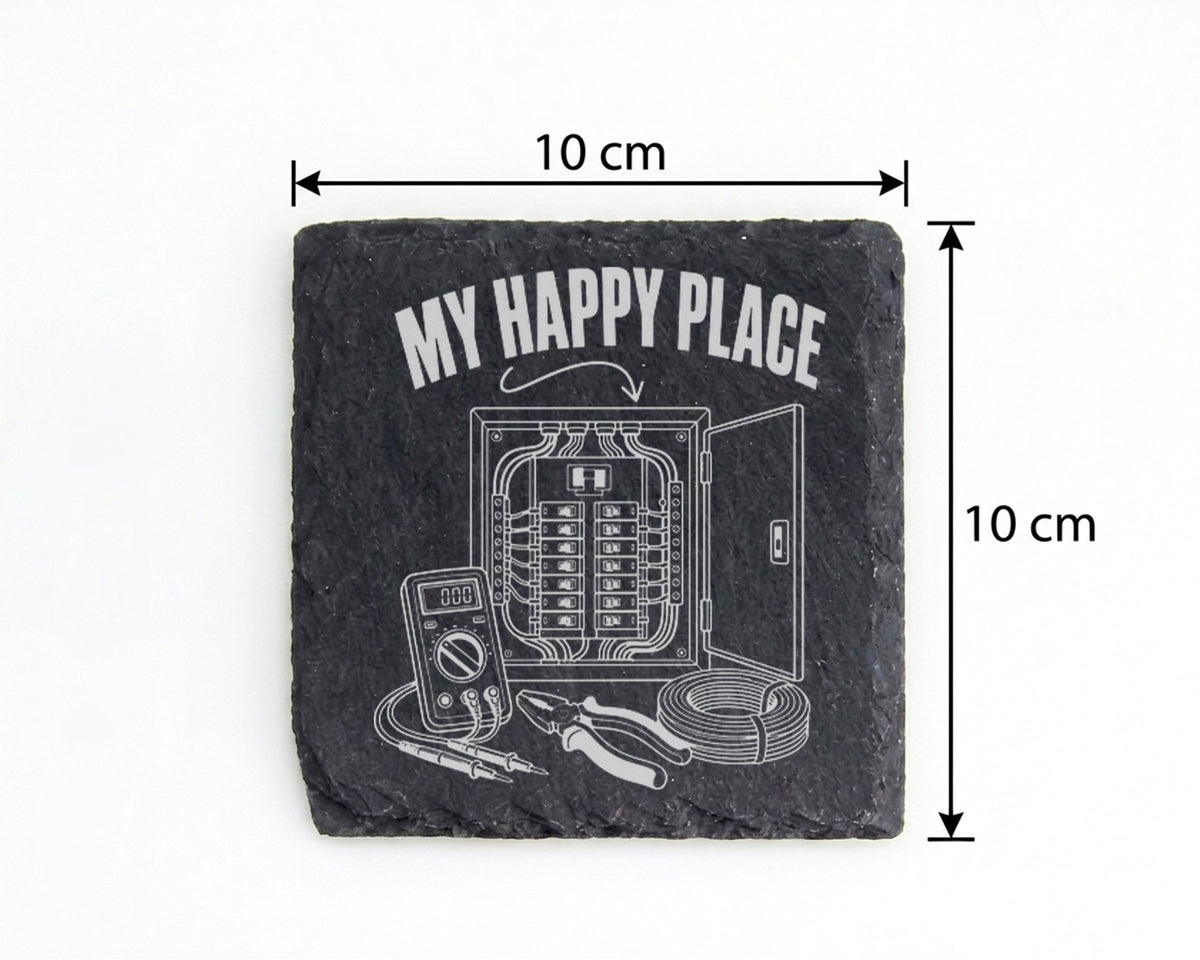 Schiefer Untersetzer Sicherungskasten My Happy Place - Geschenk für El – Bild 4