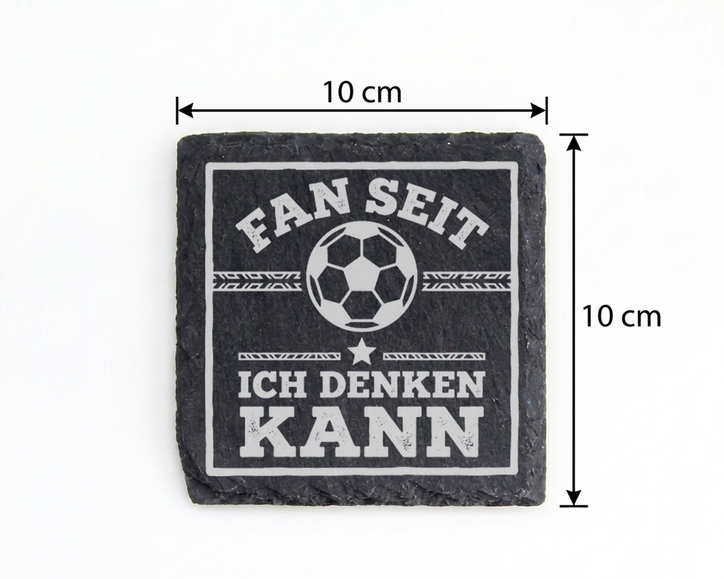 Fußballfan Geschenk Schiefertafel Untersetzer, Fan seit ich denken kan – Bild 4