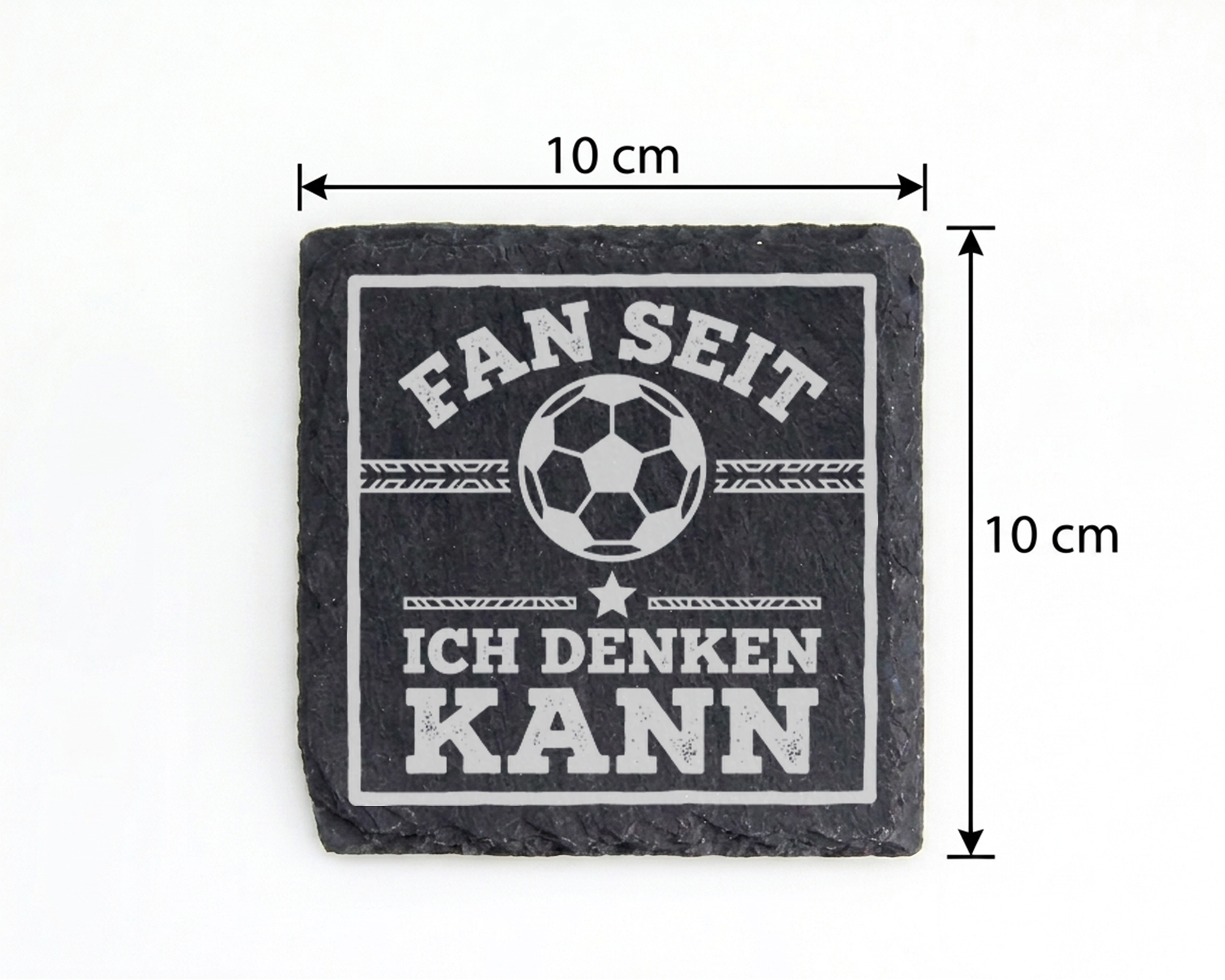 Fußballfan Geschenk Schiefertafel Untersetzer, Fan seit ich denken kan – Bild 4