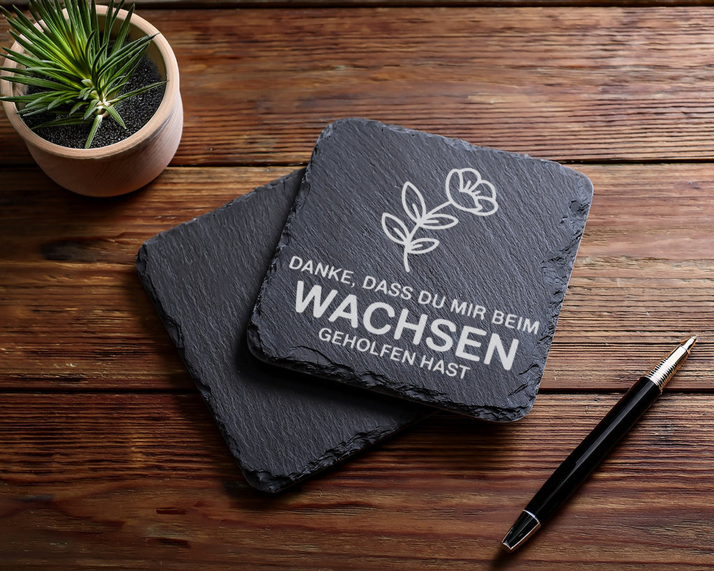 Schiefer Untersetzer Blume Danke Dass Du Mir Beim Wachsen Geholfen Has – Bild 5