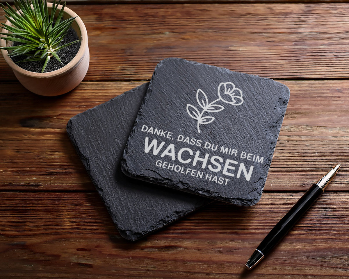 Schiefer Untersetzer Blume Danke Dass Du Mir Beim Wachsen Geholfen Has – Bild 5