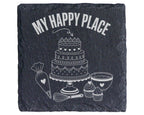 Schiefer Untersetzer Backen My Happy Place Torte - Geschenk Für Bäcker – Bild 1