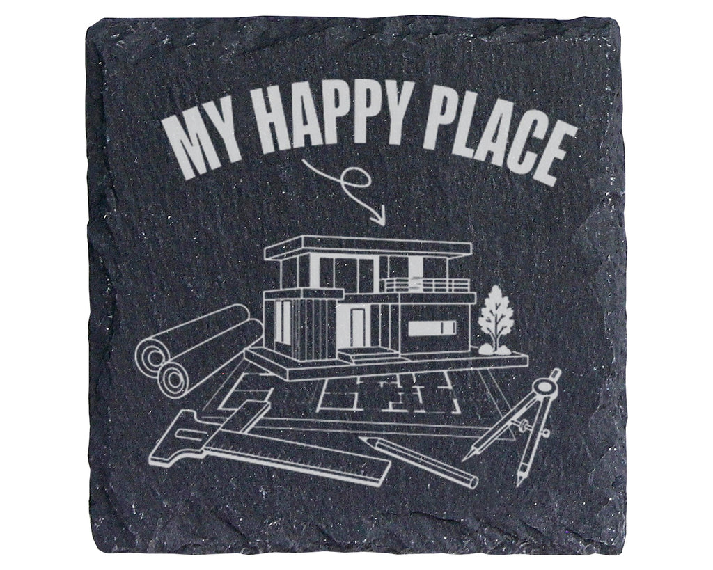 Schiefer Untersetzer Architektur My Happy Place - Geschenk für Archite – Bild 1