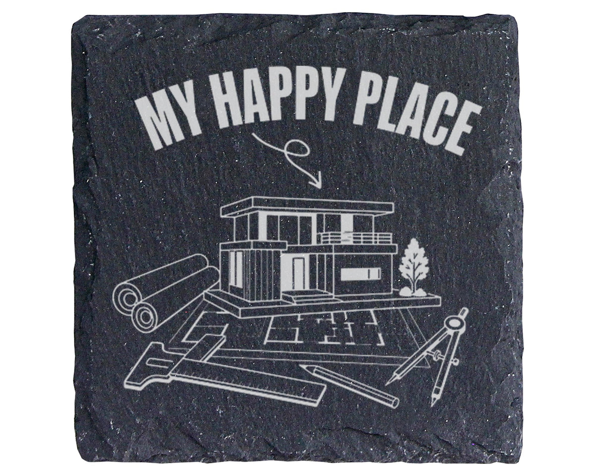 Schiefer Untersetzer Architektur My Happy Place - Geschenk für Archite – Bild 1