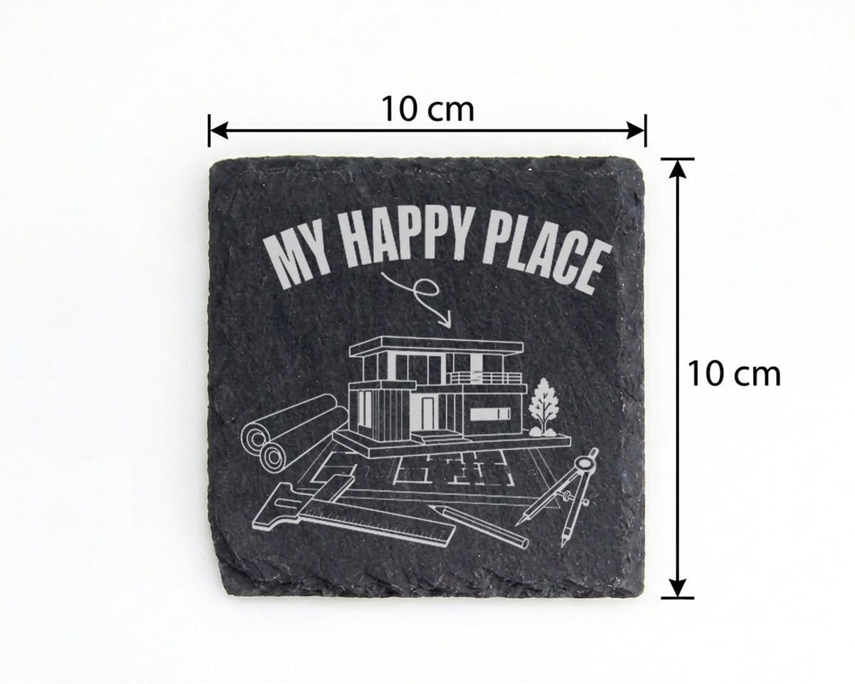 Schiefer Untersetzer Architektur My Happy Place - Geschenk für Archite – Bild 4