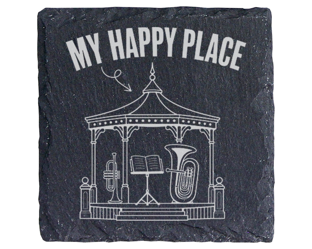Schiefer Untersetzer Musikpavillon My Happy Place - Geschenk Für Musik – Bild 1