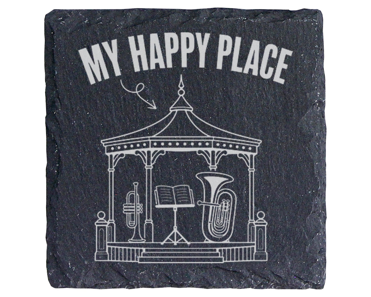 Schiefer Untersetzer Musikpavillon My Happy Place - Geschenk Für Musik – Bild 1