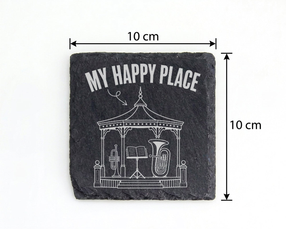 Schiefer Untersetzer Musikpavillon My Happy Place - Geschenk Für Musik – Bild 4
