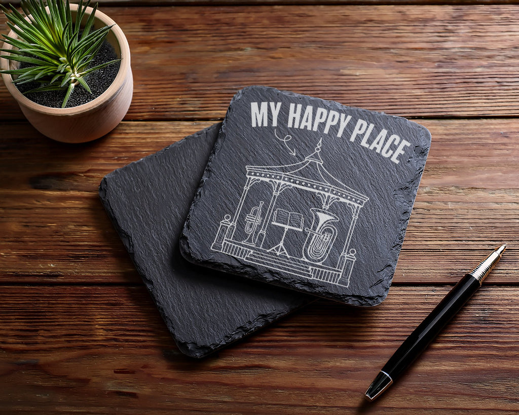 Schiefer Untersetzer Musikpavillon My Happy Place - Geschenk Für Musik – Bild 5