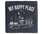 Schiefer Untersetzer My Happy Place Labor - Geschenk für Wissenschaftl – Bild 1