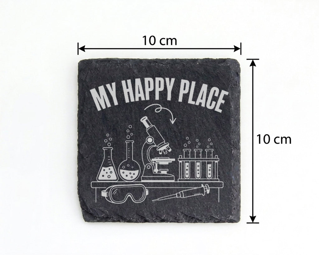 Schiefer Untersetzer My Happy Place Labor - Geschenk für Wissenschaftl – Bild 4