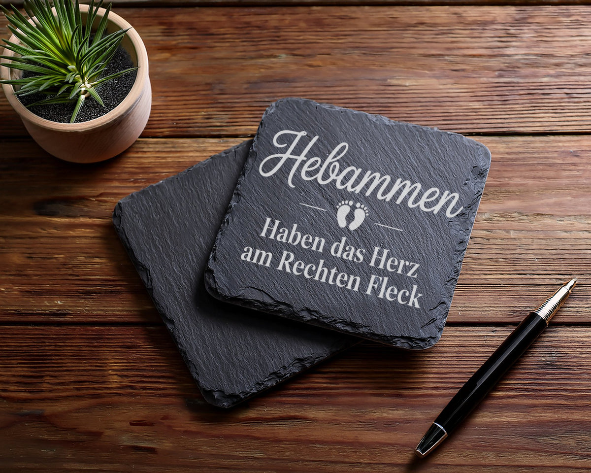 Schiefer Untersetzer Hebammen Haben Das Herz Am Rechten Fleck - Gesche – Bild 5