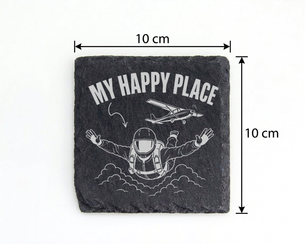 Schiefer Untersetzer Fallschirmspringer My Happy Place - Geschenk für  – Bild 4