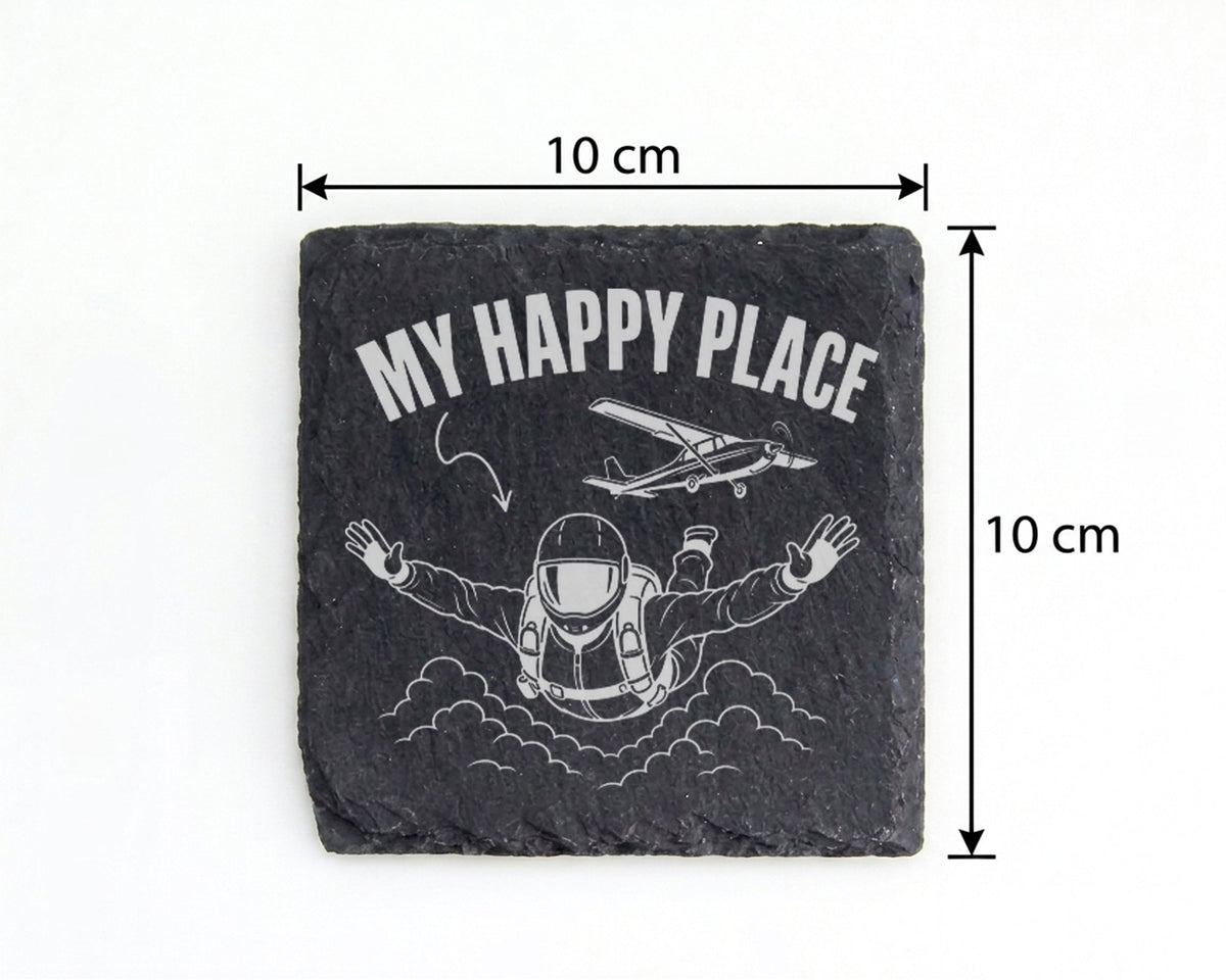 Schiefer Untersetzer Fallschirmspringer My Happy Place - Geschenk für  – Bild 4