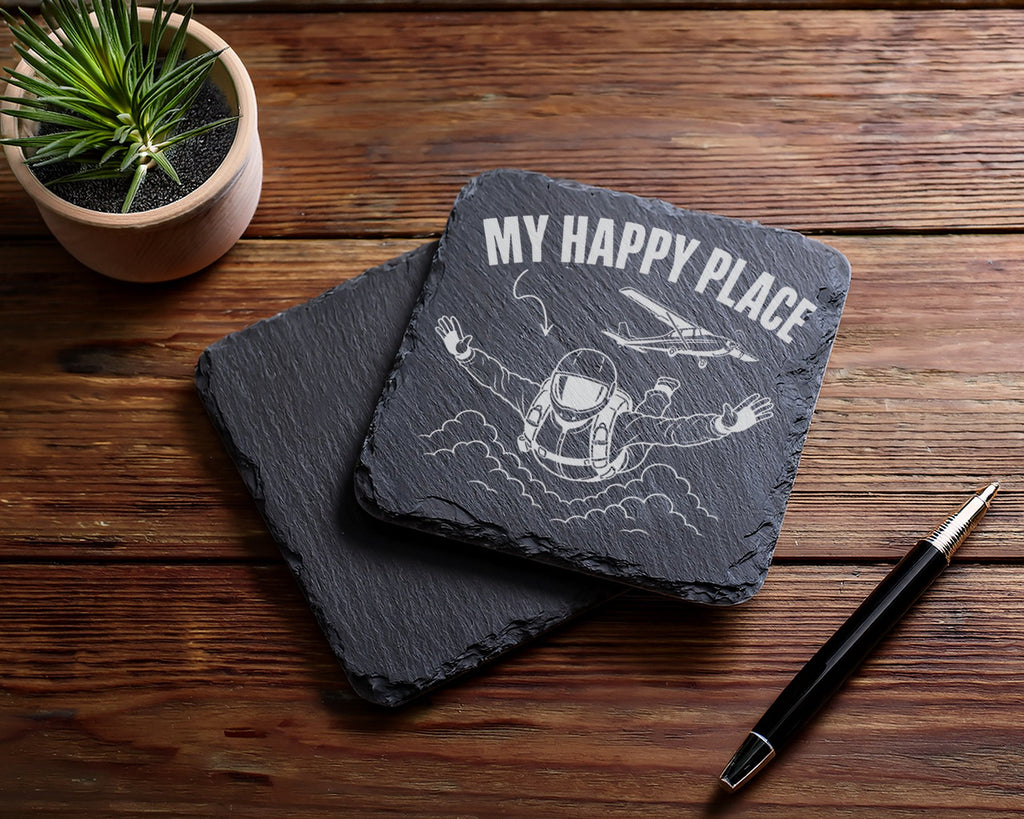 Schiefer Untersetzer Fallschirmspringer My Happy Place - Geschenk für  – Bild 5