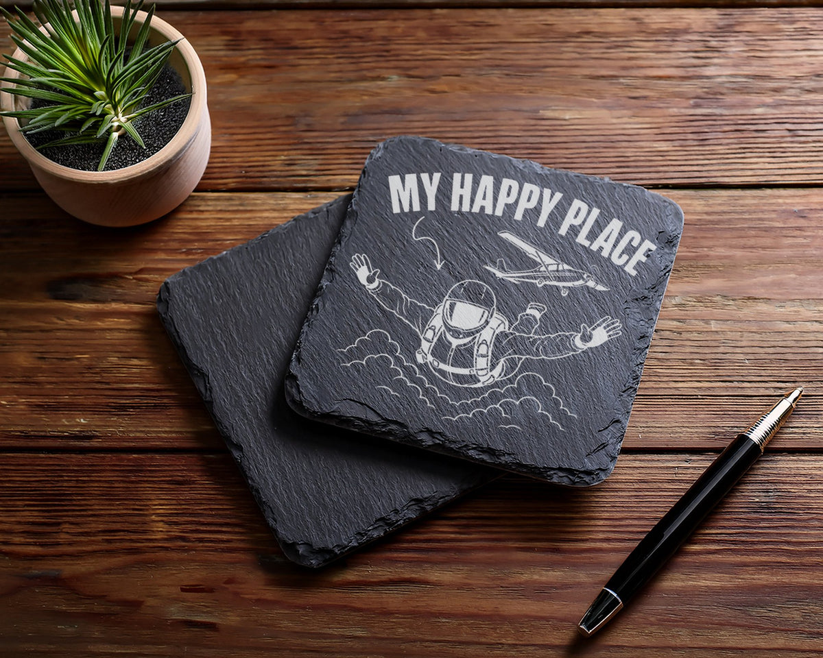Schiefer Untersetzer Fallschirmspringer My Happy Place - Geschenk für  – Bild 5
