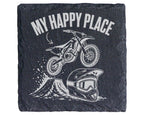 Schiefer Untersetzer Motocross My Happy Place - Geschenk für Biker Män – Bild 1