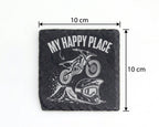 Schiefer Untersetzer Motocross My Happy Place - Geschenk für Biker Män – Bild 4