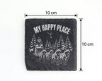 Schiefer Untersetzer Hundeschlitten My Happy Place - Geschenk für Husk – Bild 4