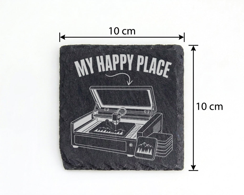 Schiefer Untersetzer Lasergravierer My Happy Place - Geschenk Für Bast – Bild 4