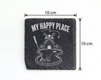 Schiefer Untersetzer Minigolf My Happy Place - Geschenk für Golfer Pap – Bild 4