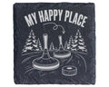 Schiefer Untersetzer Eisstock My Happy Place - Geschenk für Eisstocksc – Bild 1