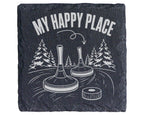 Schiefer Untersetzer Eisstock My Happy Place - Geschenk für Eisstocksc – Bild 1