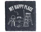Schiefer Untersetzer My Happy Place Werkzeug - Geschenk für Handwerker – Bild 1