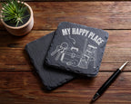 Schiefer Untersetzer My Happy Place Werkzeug - Geschenk für Handwerker – Bild 5