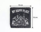 Schiefer Untersetzer Almhütte My Happy Place Berge - Geschenk Für Wand – Bild 4