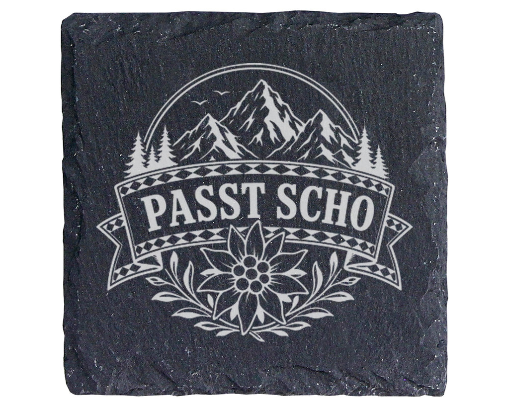 Schiefer Untersetzer Passt scho Bayrisch - Gelassenes Geschenk für Bay – Bild 1
