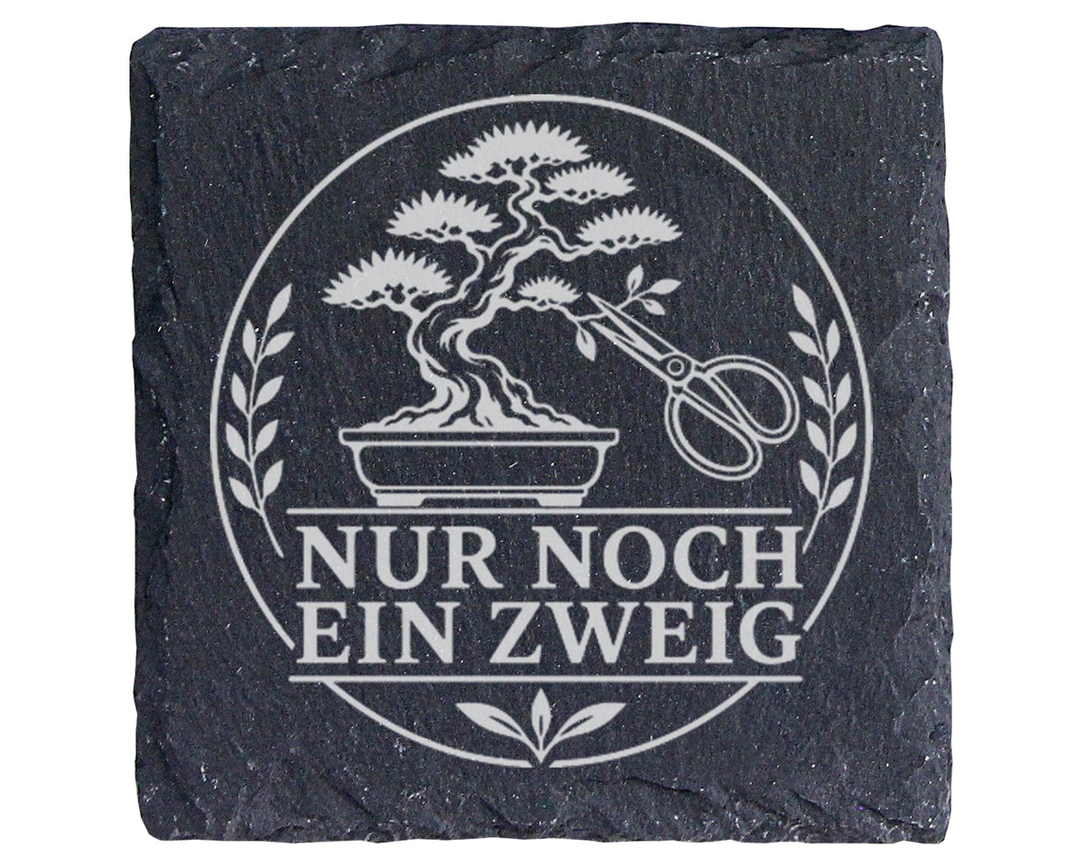 Schiefer Untersetzer Bonsai Nur noch ein Zweig - Lustiges Geschenk für – Bild 1