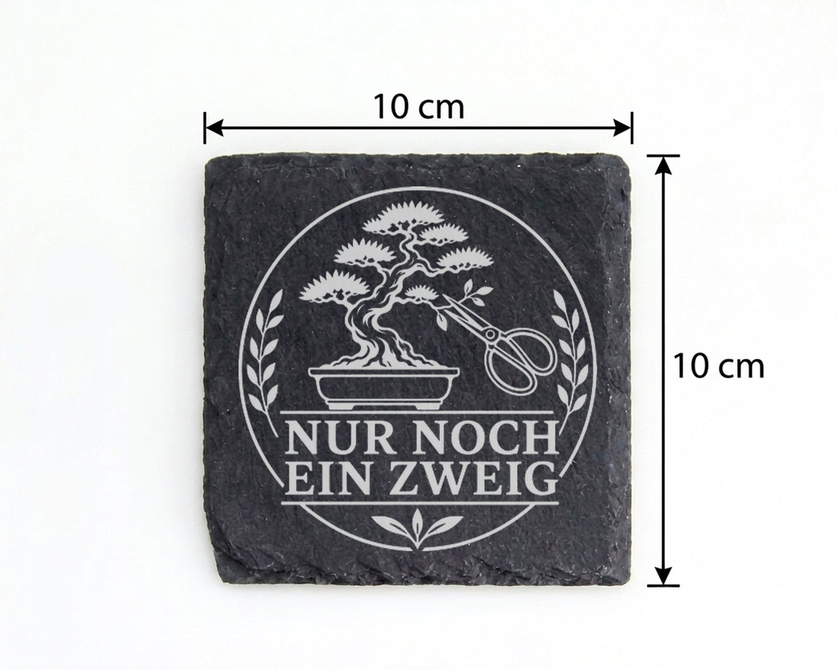 Schiefer Untersetzer Bonsai Nur noch ein Zweig - Lustiges Geschenk für – Bild 4