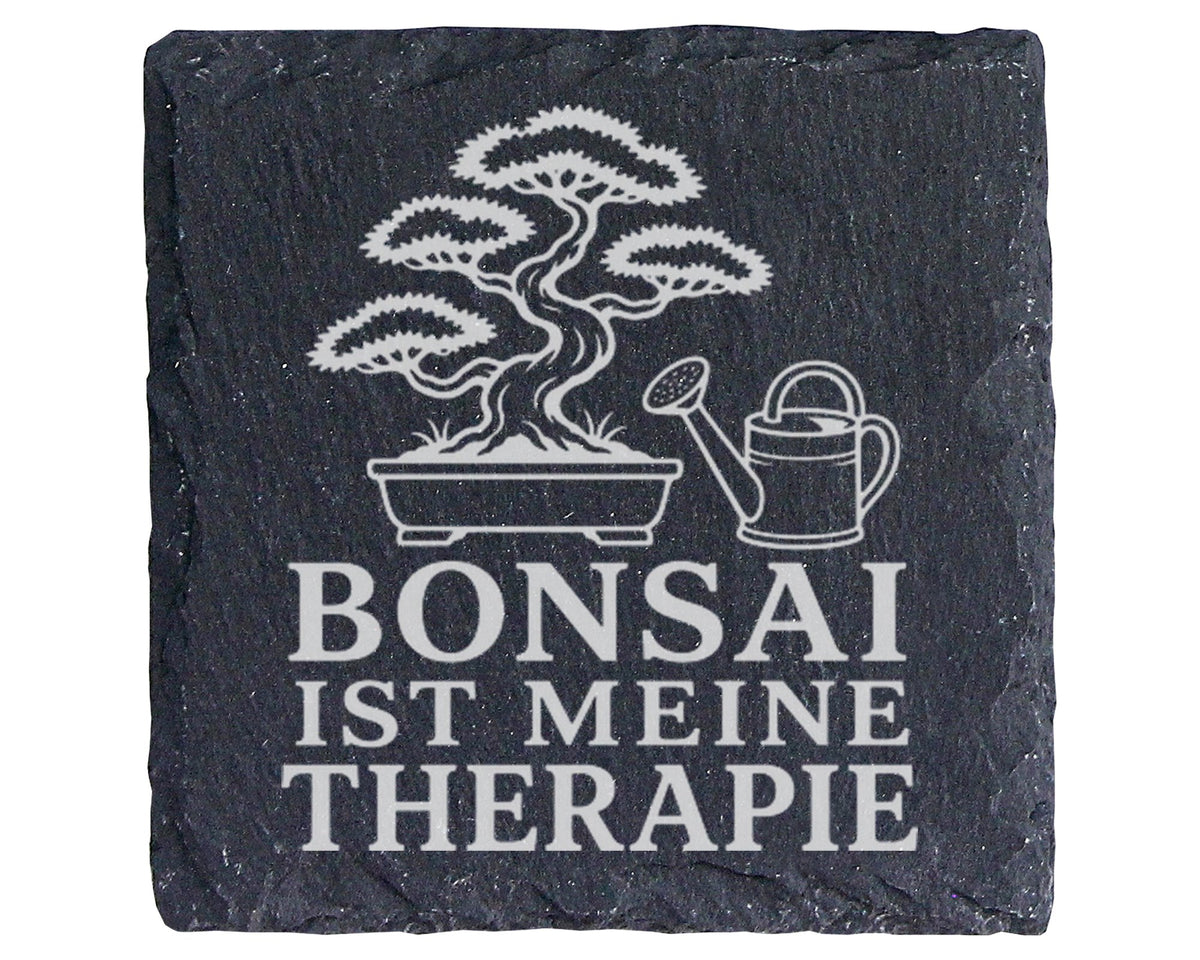 Schiefer Untersetzer Bonsai ist meine Therapie - Lustiges Geschenk für – Bild 1